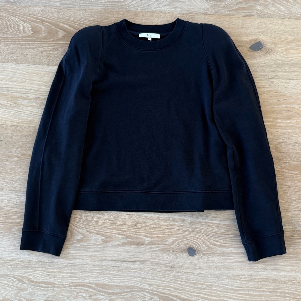 Tibi Sculpted Sweatshirt & Calder Sweatpants Set Navy Blue Sz Med - Picture 5 of 6